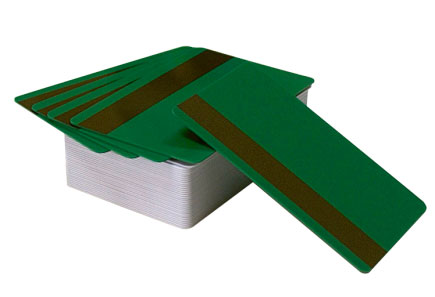 Пластиковые карты темно-зеленые с магнитной полосой LowCo