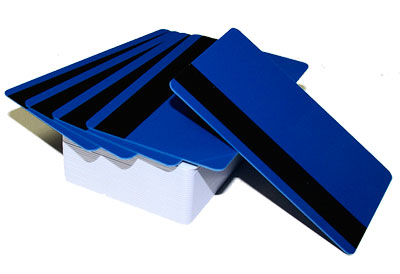 Пластиковые карты синие с магнитной полосой HiCo