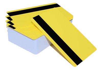 Пластиковые карты желтые с магнитной полосой HiCo