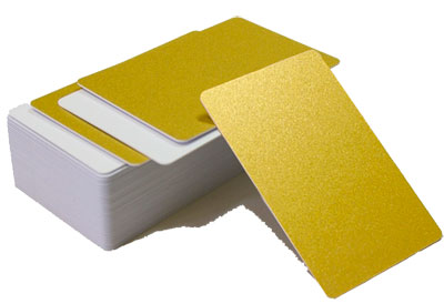 Пластиковые карты золотые матовые, оборот белый матовый