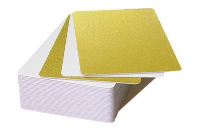 Пластиковые карты золотые (S4104) глянцевые, оборот белый матовый тонкие