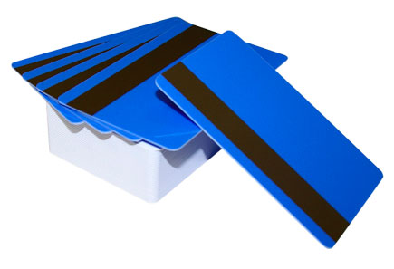 Пластиковые карты синие с магнитной полосой LowСo